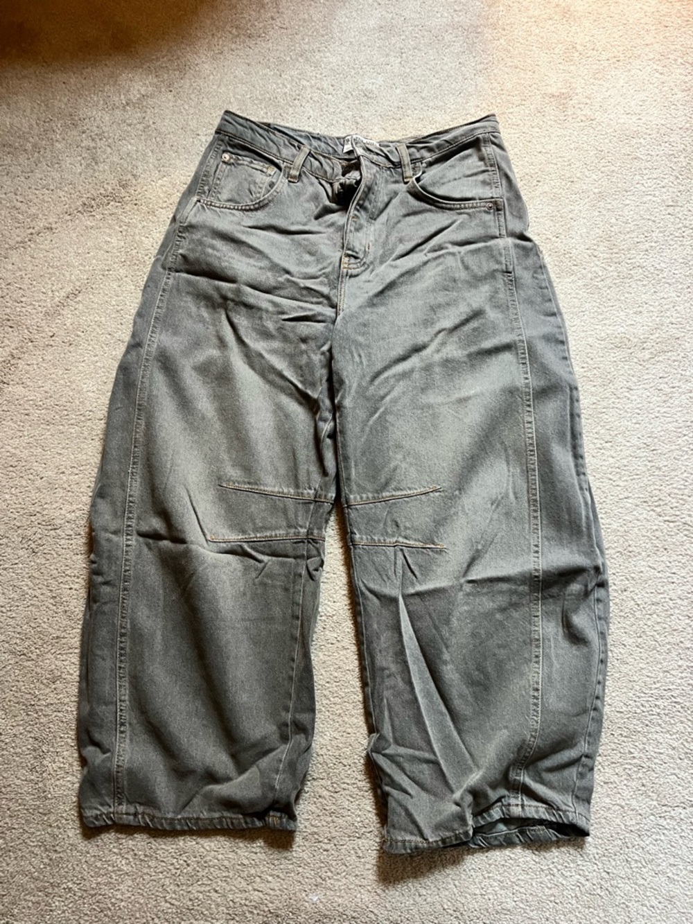 Free People Gray Wide-Leg Crop Jeans